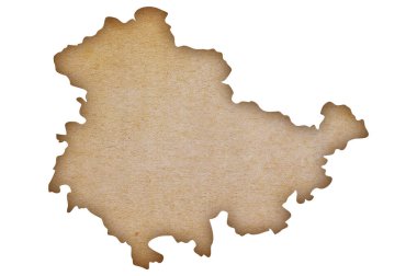 Grunge kağıdındaki Thüringen 'in doğru ve ayrıntılı haritası