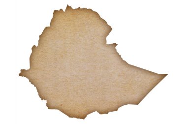 Grunge kağıt üzerinde Etiyopya 'nın doğru ve ayrıntılı haritası