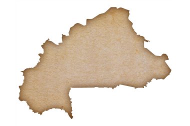 Grunge kağıt üzerinde Burkina Faso 'nun doğru ve ayrıntılı haritası