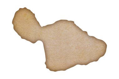 Grunge kağıdındaki Maui 'nin doğru ve ayrıntılı haritası