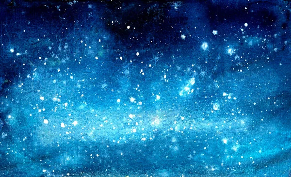 Watercolor hand drawn night sky abstract background