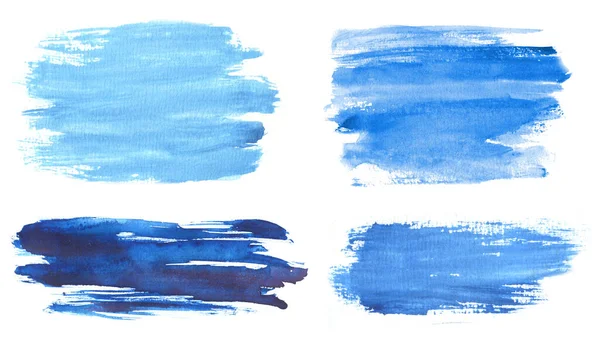 Conjunto Color Azul Salpicadura Acuarela Aislado Blanco Ilustración Abstracta Dibujado —  Fotos de Stock