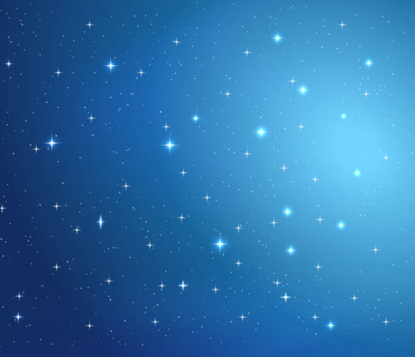 A Blue Night Sky with Stars Horizontal Background. Vector