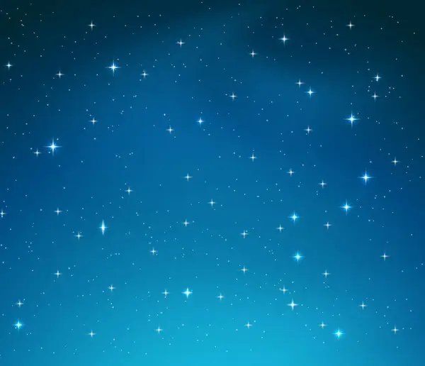 Blue Night Sky Bright Stars Horizontal Background Vector — Stock Vector