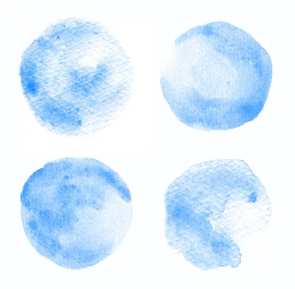 Textured Light Blue Watercolor Painted Stains Set Shape Hand Drawn — Stock Photo, Image