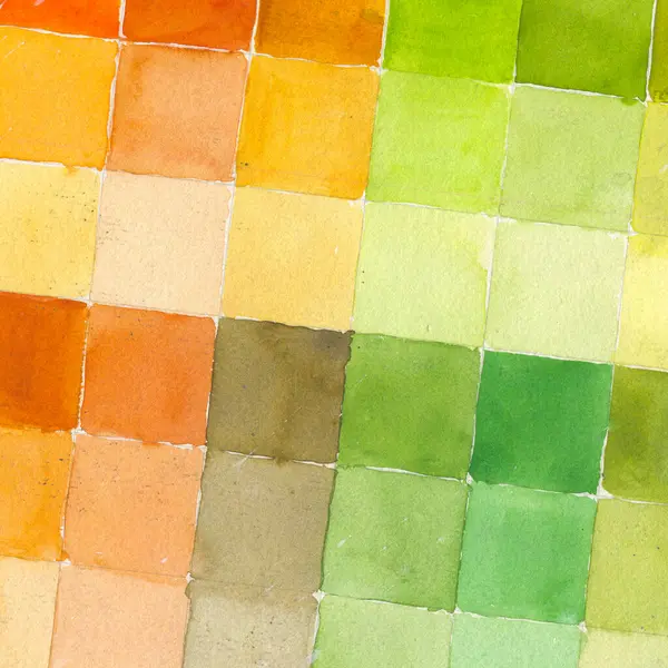Square Painting Chart Yellow Green Orange Colors Abstract Background Mixing — Stock Photo, Image