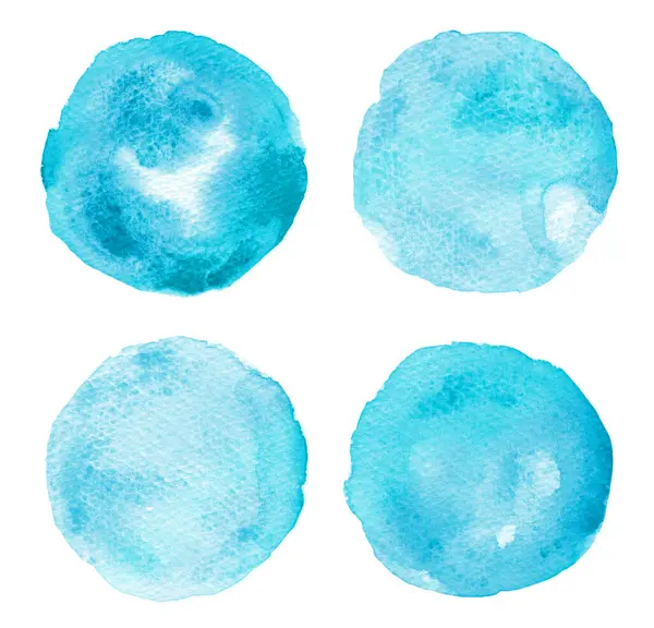 Set Watercolor Abstract Stain Background Blue Color White — Stock Photo, Image