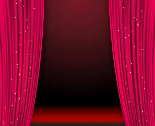 Purple Curtains Borders Stars Cinema Opera Show Presentation Theatrical Background — Stock Vector