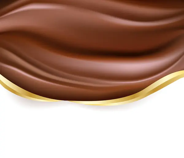 Abstrakter Hintergrund Mit Glatter Geschmolzener Schokolade Vektorillustration Mit Goldenen Designelementen — Stockvektor