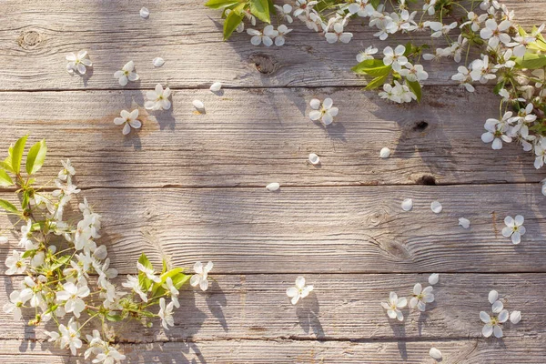 Wiosenne Kwiaty Starym Drewnianym Tle — Zdjęcie stockowe