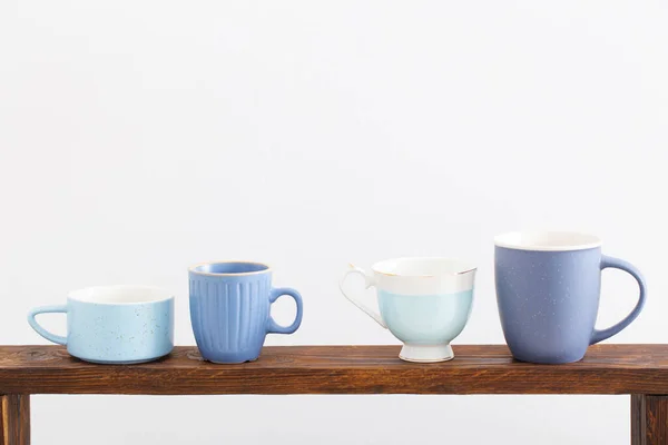 Blue Cups White Background — Stock Photo, Image