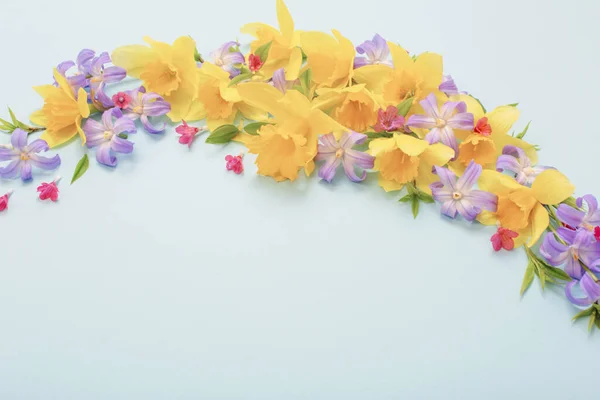 Flores Primavera Fundo Azul Papper — Fotografia de Stock