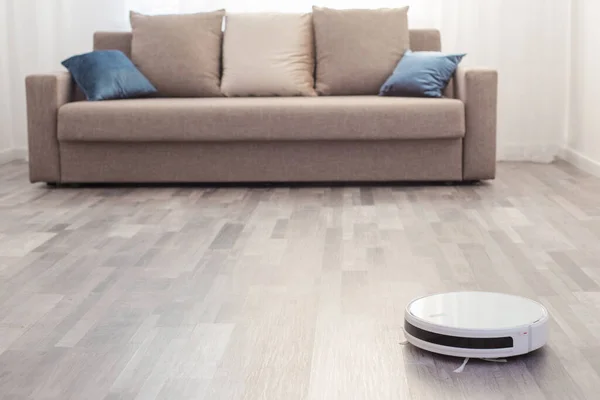 Robot Vacuum Cleaner Floor Living Room — Stock Photo, Image