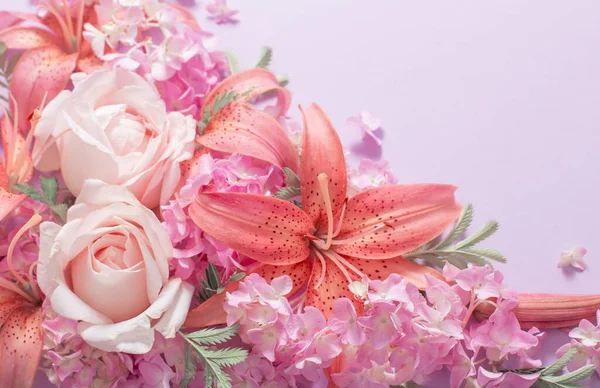Belas Flores Verão Fundo Papel Cor — Fotografia de Stock