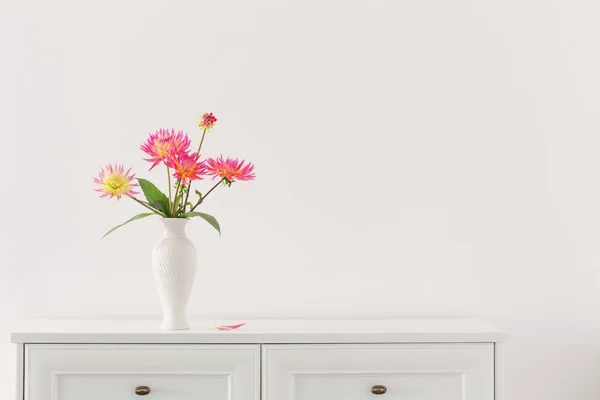 Beautiful Pink Dahlia White Vase White Background Royalty Free Stock Images