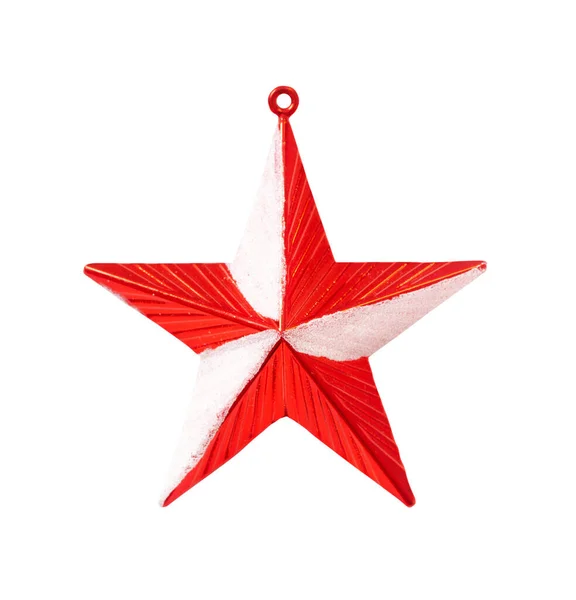 Estrela Vermelha Branca Isolada Sobre Fundo Branco — Fotografia de Stock