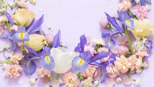 Schöne Frühlingsblumen Auf Papier Hintergrund — Stockfoto
