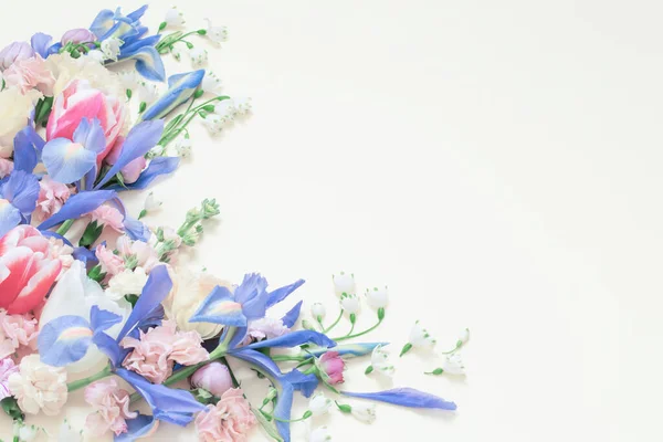 Красиві Весняні Квіти Пастельному Фоні — стокове фото