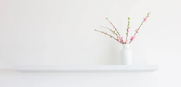 Branches Blossoming Almonds Vase White Background — Stock Photo, Image