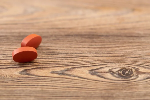 Two Pills Old Wooden Background — Stock Photo, Image