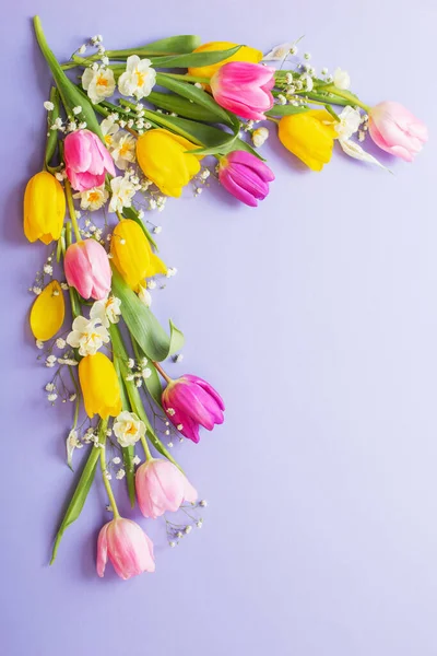 Lente Bloemen Paars Papier Achtergrond — Stockfoto