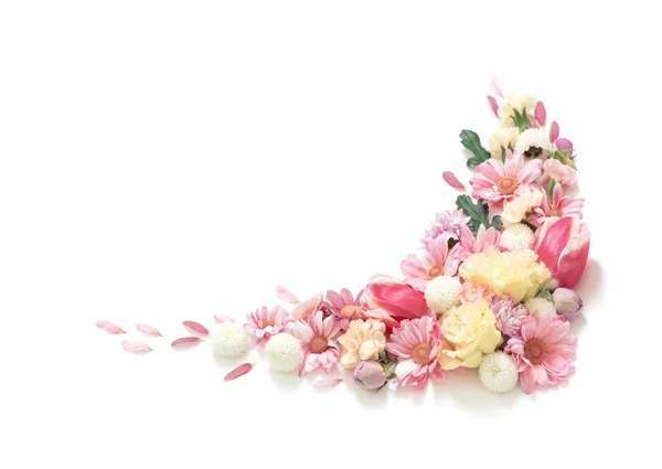 Frame Flowers Isolated White Background — Stock Photo, Image