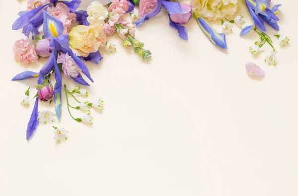 Belas Flores Primavera Fundo Pastel — Fotografia de Stock