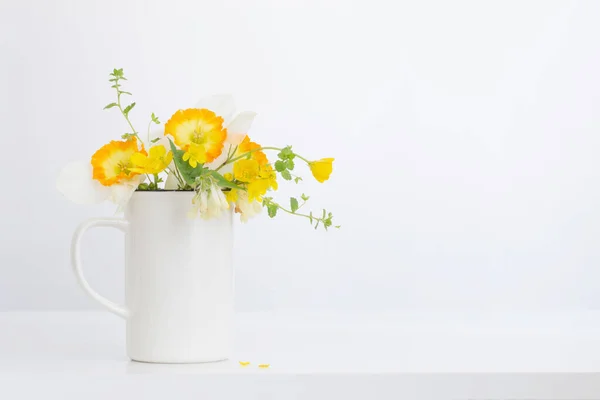 Jarní Žluté Květy Bílém Pozadí — Stock fotografie
