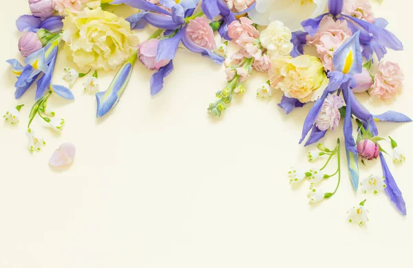 Gyönyörű Tavaszi Virágok Pasztell Háttér — Stock Fotó