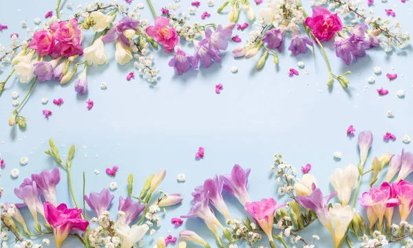 青い背景の春の美しい花 — ストック写真