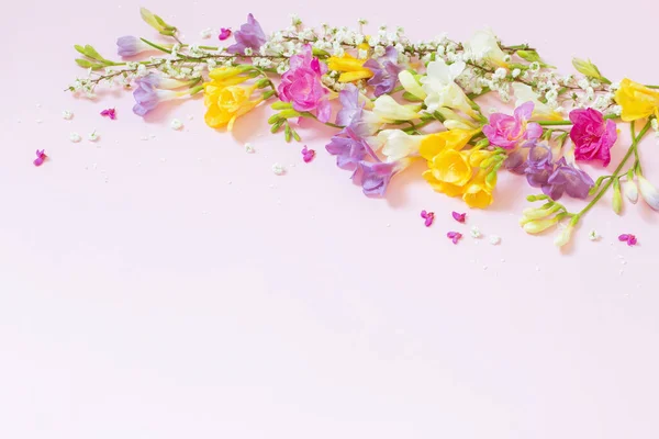 Vår Blommor Pastell Rosa Bakgrund — Stockfoto