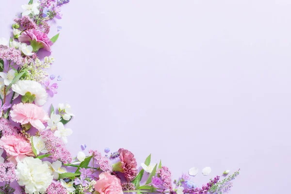 Красиві Літні Квіти Світло Фіолетовому Фоні — стокове фото