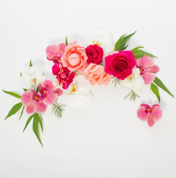 Padrão Flores Verão Fundo Branco — Fotografia de Stock