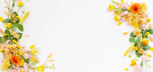 白い背景の上の美しい花のフレーム — ストック写真