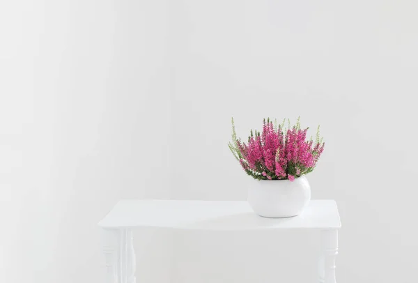 Rózsaszín Fehér Hanga Virágcserép Fehér Háttér — Stock Fotó