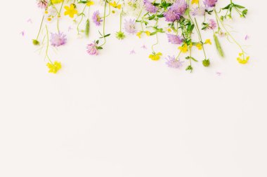 Beyaz arka planda yaz çiçekleri