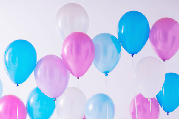 Blue Pink Balloons White Background — Stock Photo, Image