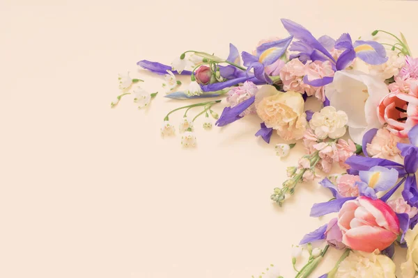 Mooie Lente Bloemen Pastel Achtergrond — Stockfoto