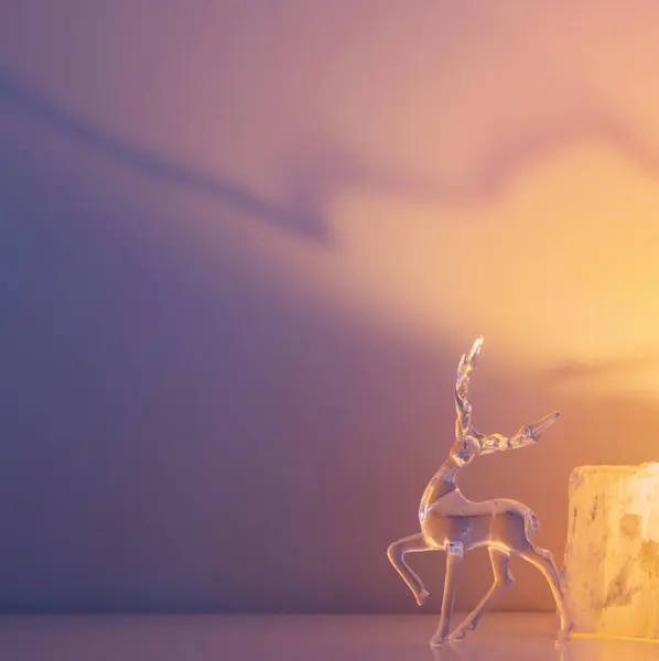Glass Figurine Deer Light Background — Stock Photo, Image