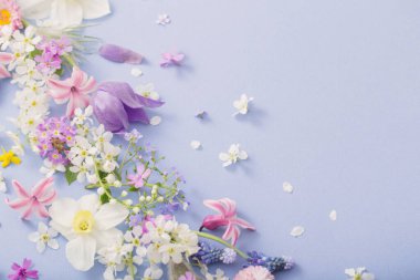 Kağıt arkaplanda güzel bahar çiçekleri