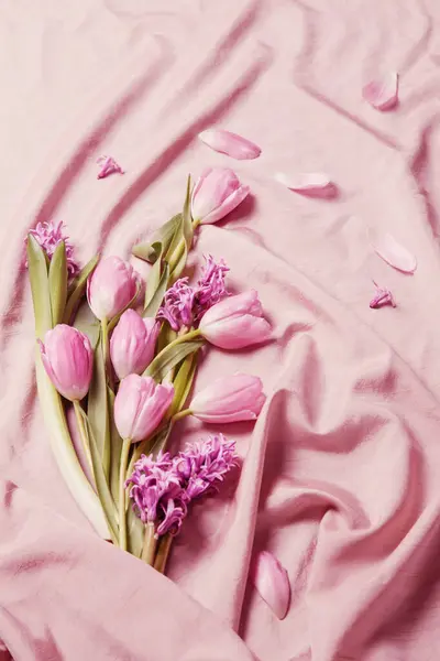 Весняні Рожеві Квіти Пастельному Фоні Ліцензійні Стокові Фото