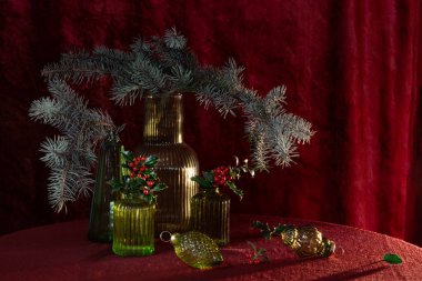 Noel hala kırmızı ve yeşil renklerde