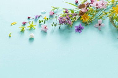 Vahşi bahar çiçekleri kağıt arkaplanda