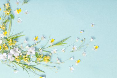 Kağıt arkaplanda yabani çiçekler