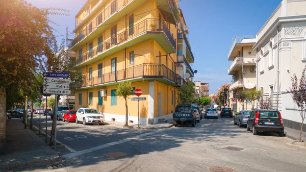 stock image The street of Tropea with rental apartments, via IV Novembre street