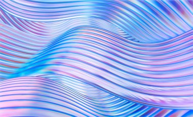 Soyut gradyan dalgalarla krom renkli ışık arkaplanı, 3d rengarenk