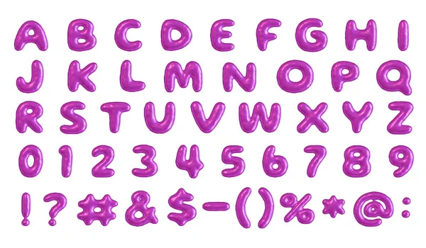 ピンクバブルガムフォント 黒い背景にアルファベット文字とシンボルを設定したタイポグラフィ 3Dレンダリング ストックフォト