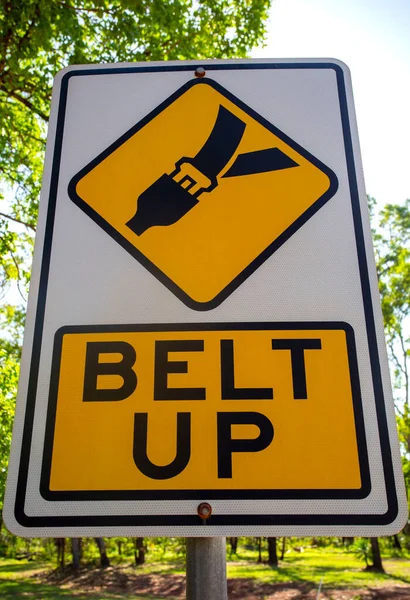 Road Sign Yellow Sign Belt Used Northern Territory Australia — Stock Photo, Image