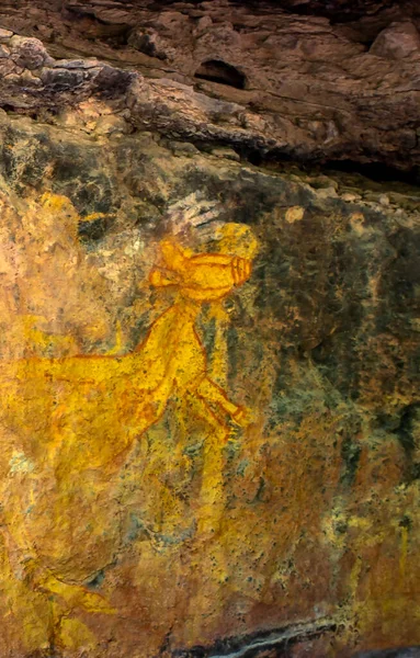 Detail of a kangaroo represented on an aboriginal rock painting at Burrungkuy (Nourlangie) rock art site in Kakadu National Park, Northern Territory, Australia