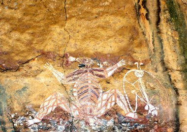 Namondjok 'un detayları, bir Yaratıcı Ata, ve sağındaki Namarrgon, Şimşek Adam, şimşeklerden sorumlu, Kakadu, Kuzey Bölgesi, Avustralya